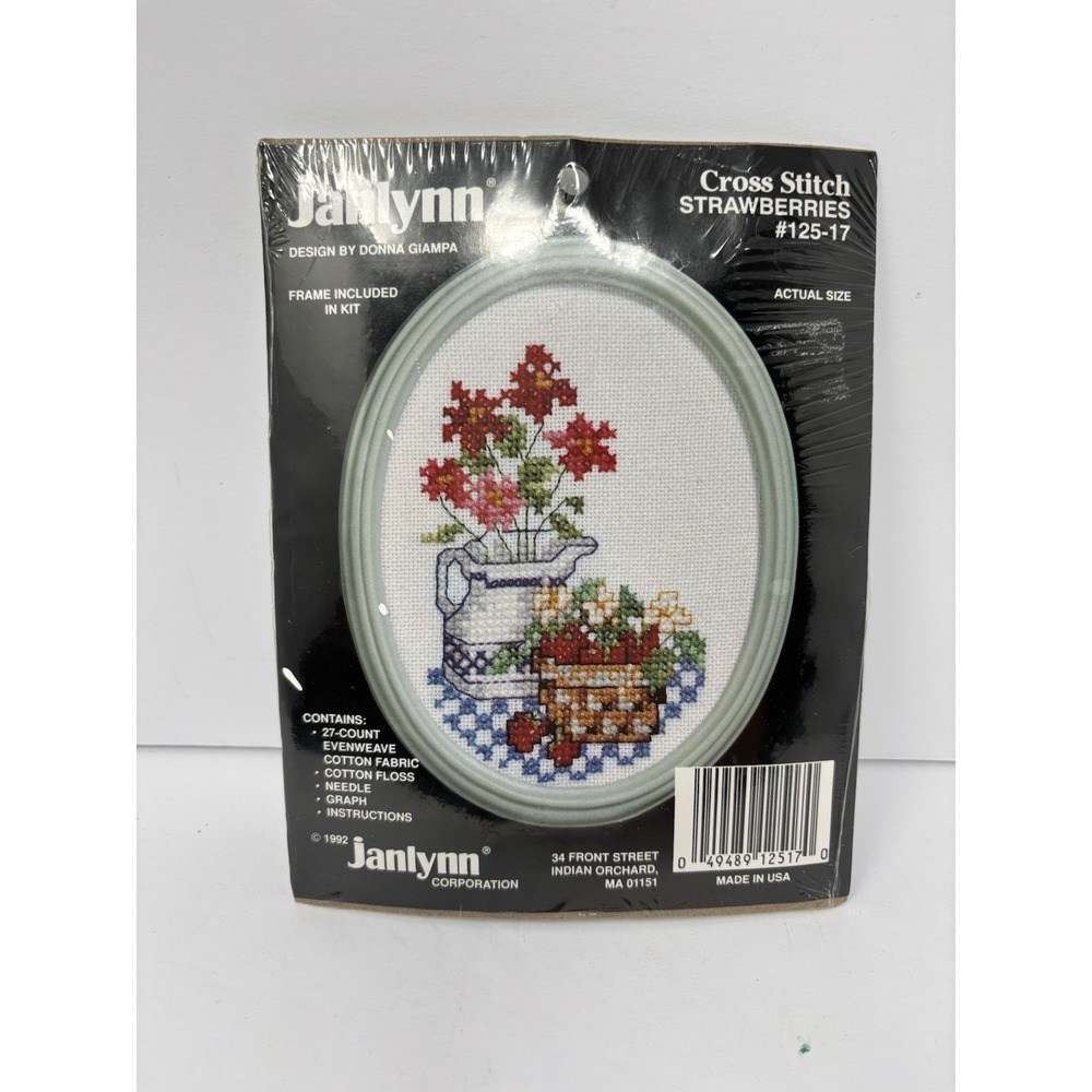 1992 Janlynn Cross Stitch Kit -- Flower Cart #125-17